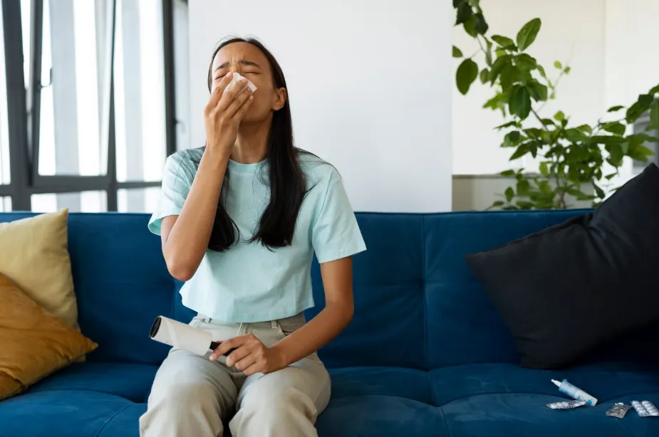 A person breathing freely and looking comfortable, representing relief from chronic sinusitis symptoms